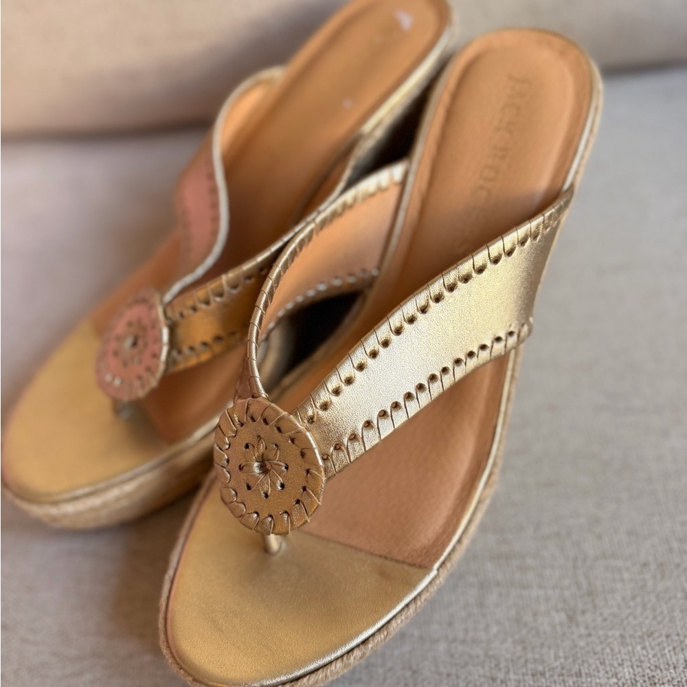 Jack Rogers Metallic Gold Wedge Sandals - Picture 3 of 7